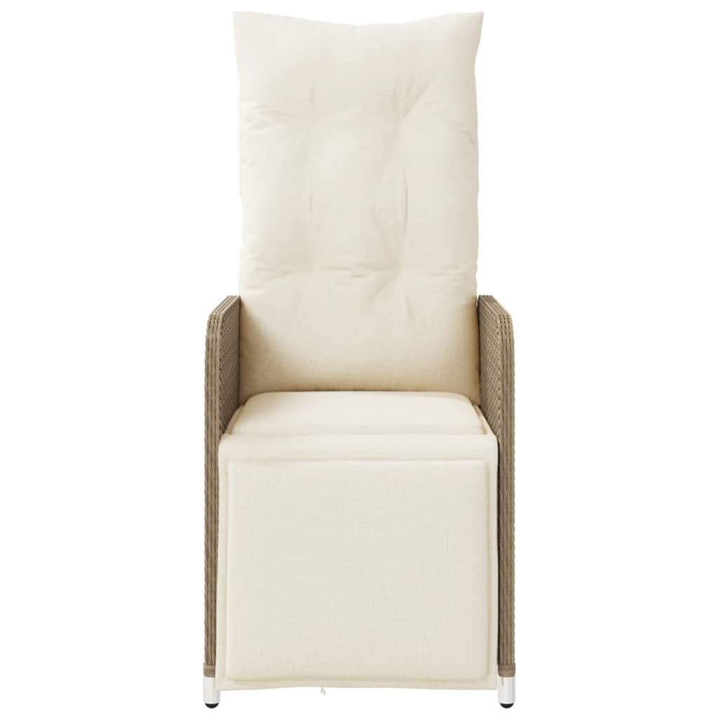 Tuinstoelen 2 st verstelbaar met kussens poly rattan beige