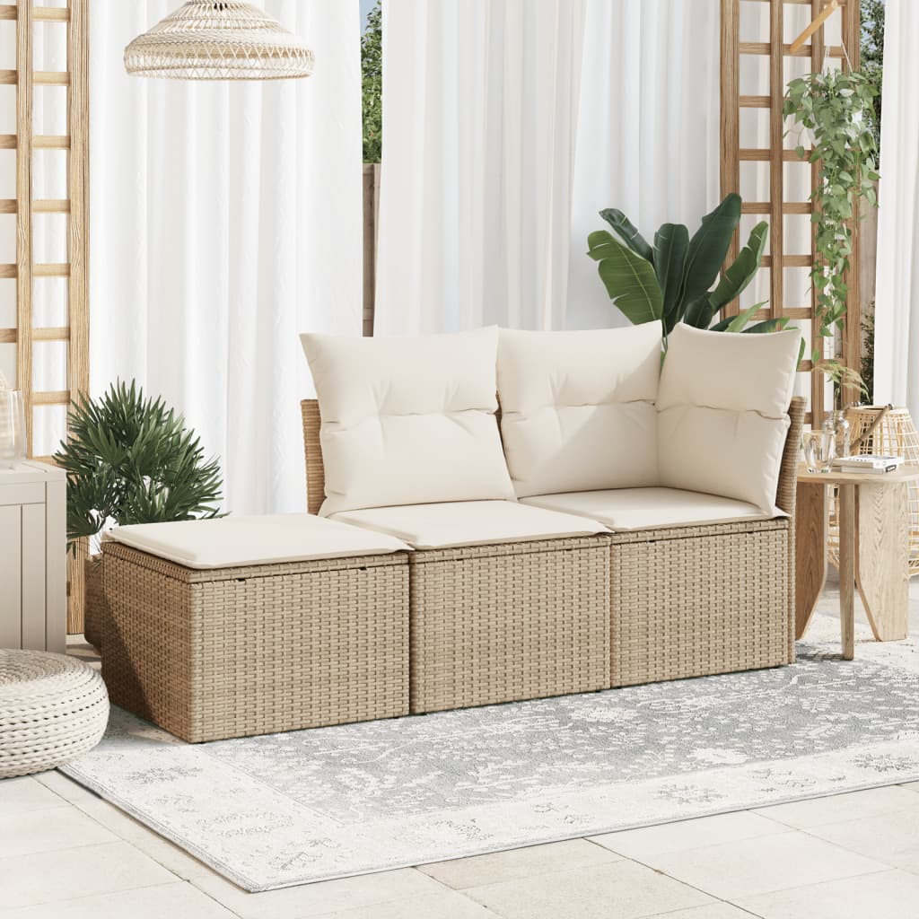 Tuinkruk met kussen 55x55x37 cm poly rattan beige
