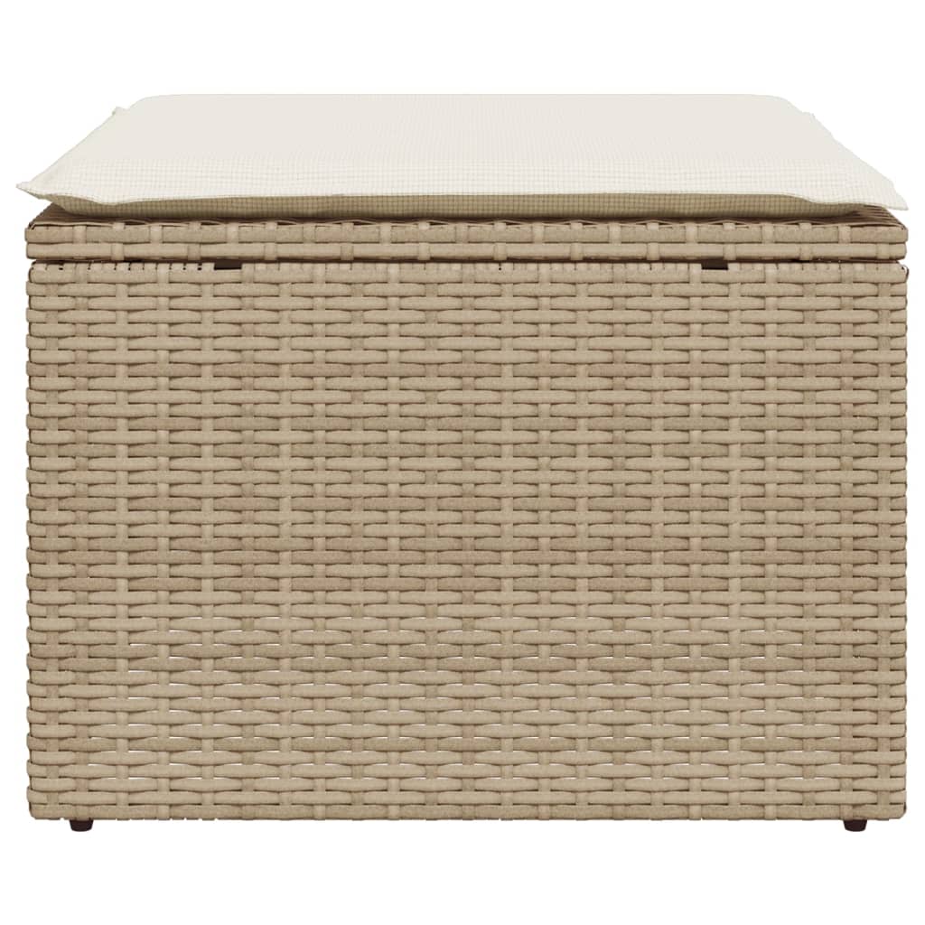Tuinkruk met kussen 55x55x37 cm poly rattan beige