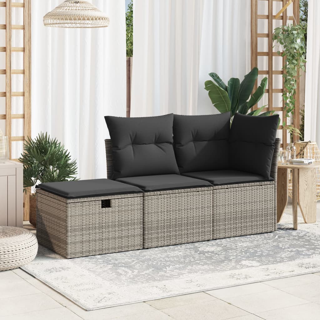 Tuinkruk met kussen 55x55x37 cm poly rattan grijs