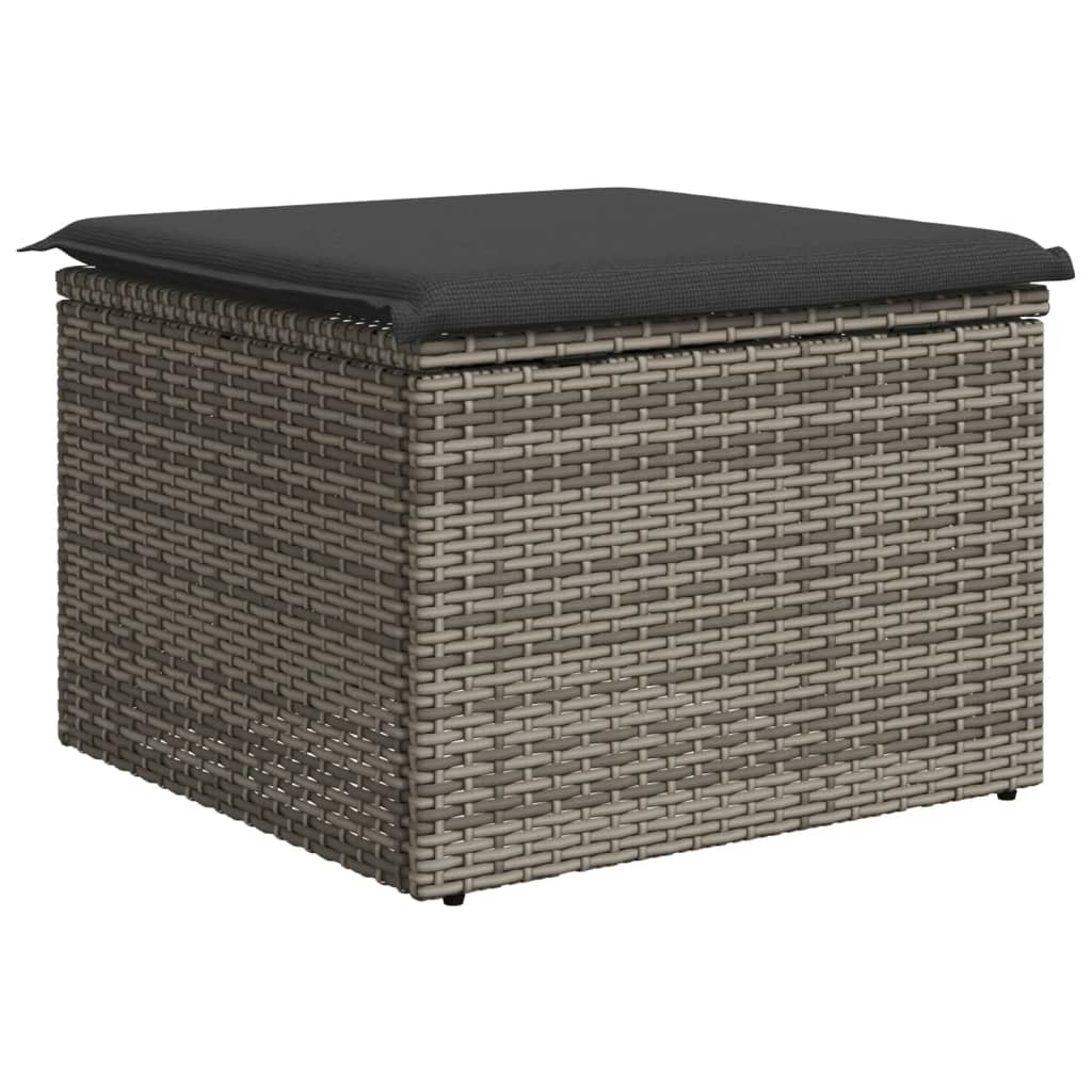 Tuinkruk met kussen 55x55x37 cm poly rattan grijs