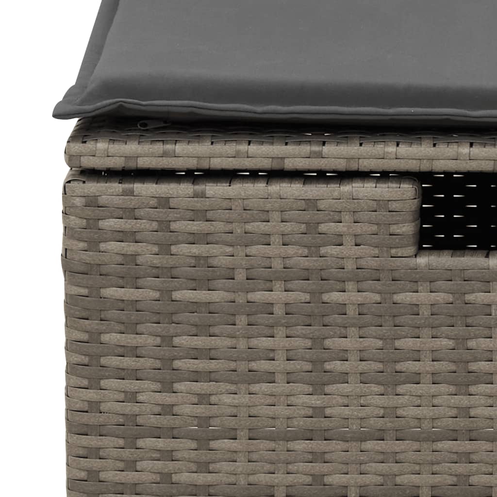 Tuinkruk met kussen 55x55x37 cm poly rattan grijs