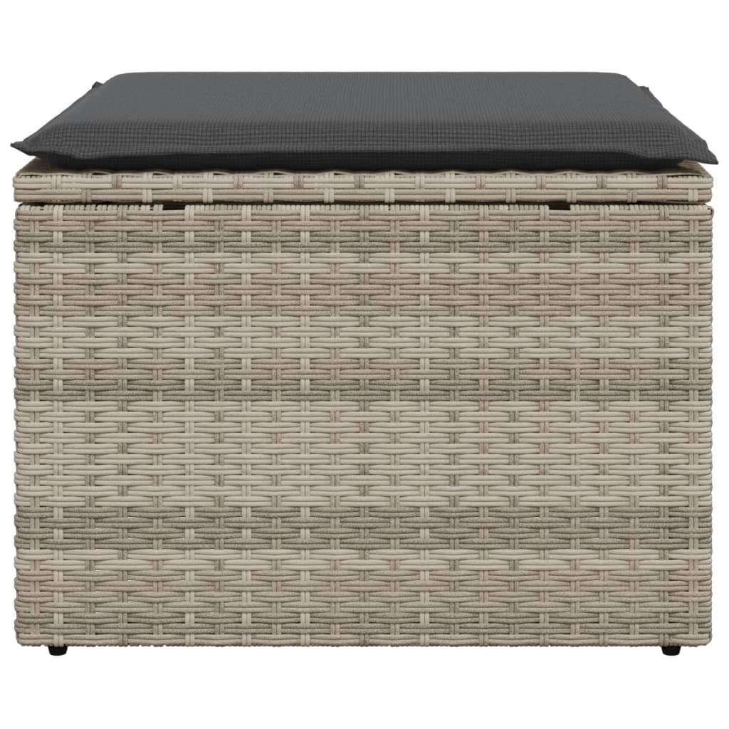 Tuinkruk met kussen 55x55x37 cm poly rattan lichtgrijs