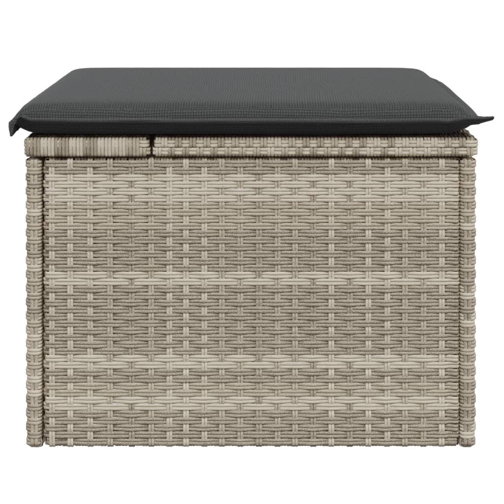 Tuinkruk met kussen 55x55x37 cm poly rattan lichtgrijs