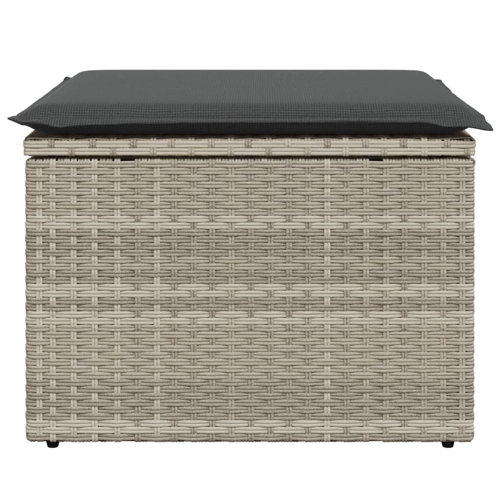 Tuinkruk met kussen 55x55x37 cm poly rattan lichtgrijs
