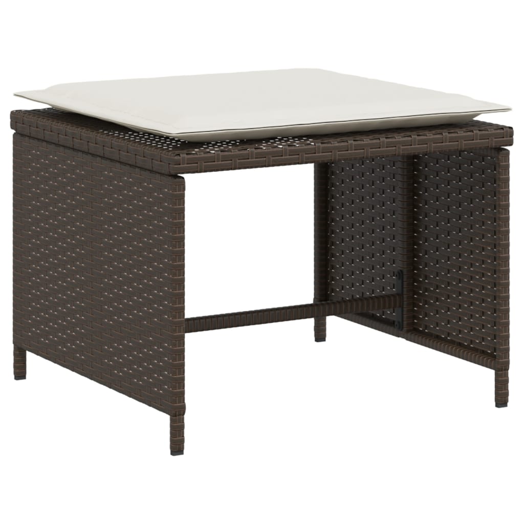 Tuinstoel met voetenbank poly rattan bruin