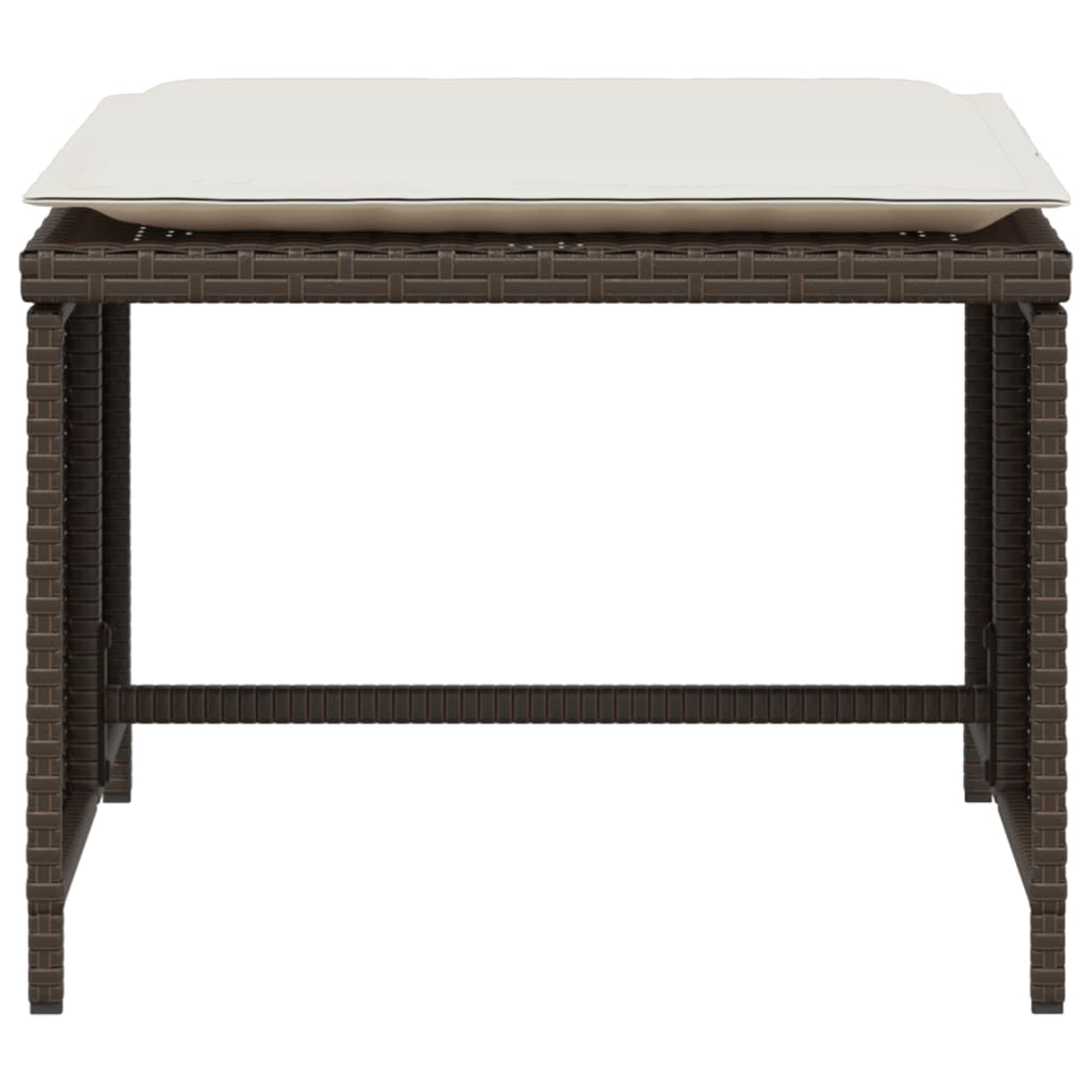Tuinstoel met voetenbank poly rattan bruin