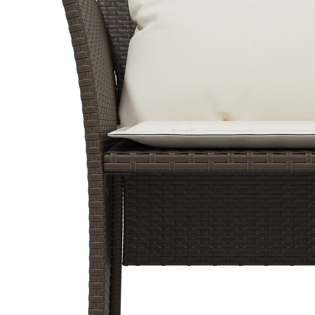 Tuinstoel met voetenbank poly rattan bruin