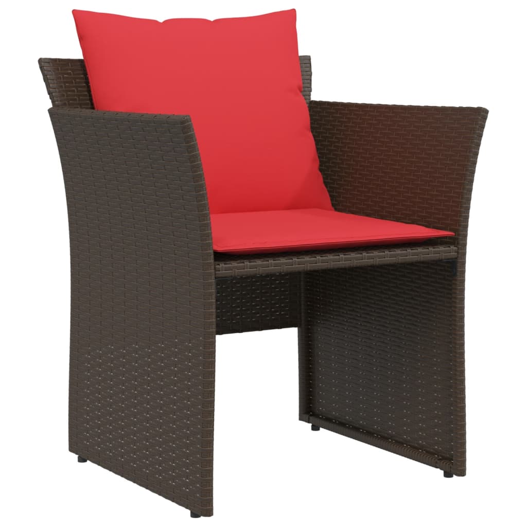Tuinstoel met voetenbank poly rattan bruin