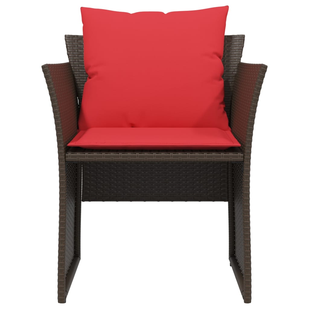 Tuinstoel met voetenbank poly rattan bruin