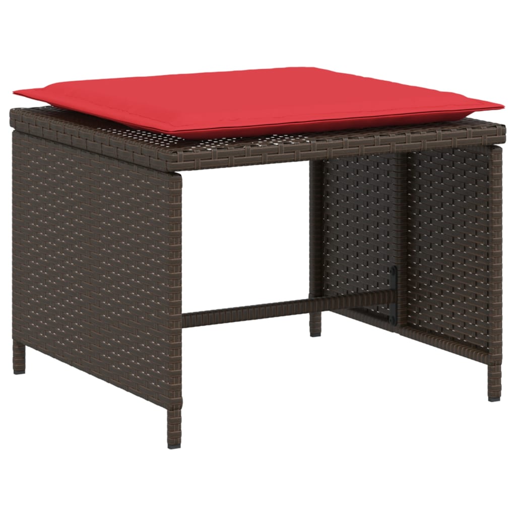 Tuinstoel met voetenbank poly rattan bruin