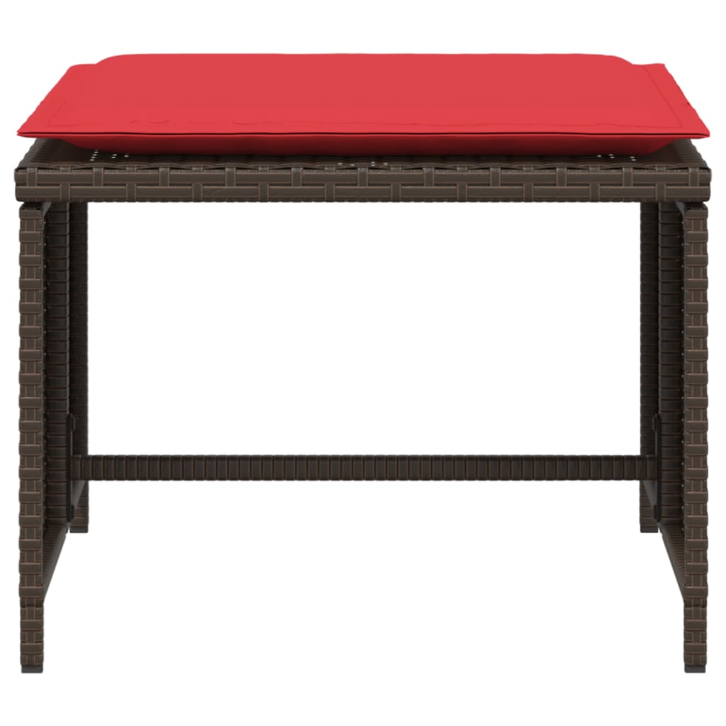 Tuinstoel met voetenbank poly rattan bruin