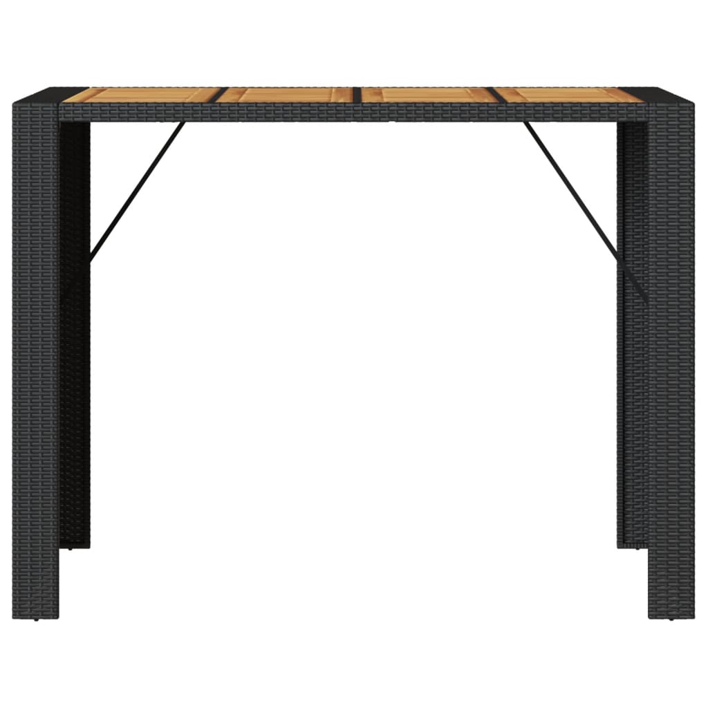 Tuinbartafel acaciahouten blad 145x80x110 cm poly rattan zwart