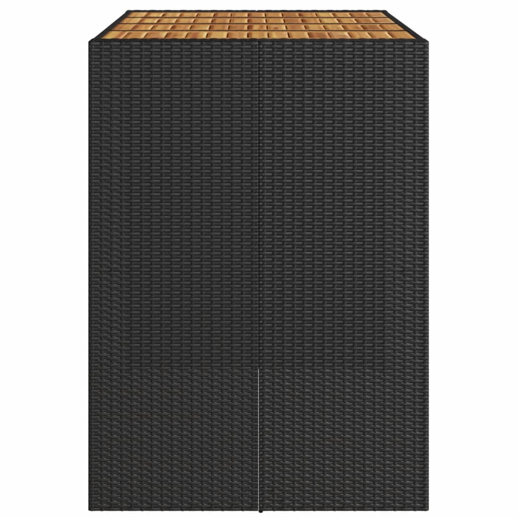 Tuinbartafel acaciahouten blad 145x80x110 cm poly rattan zwart