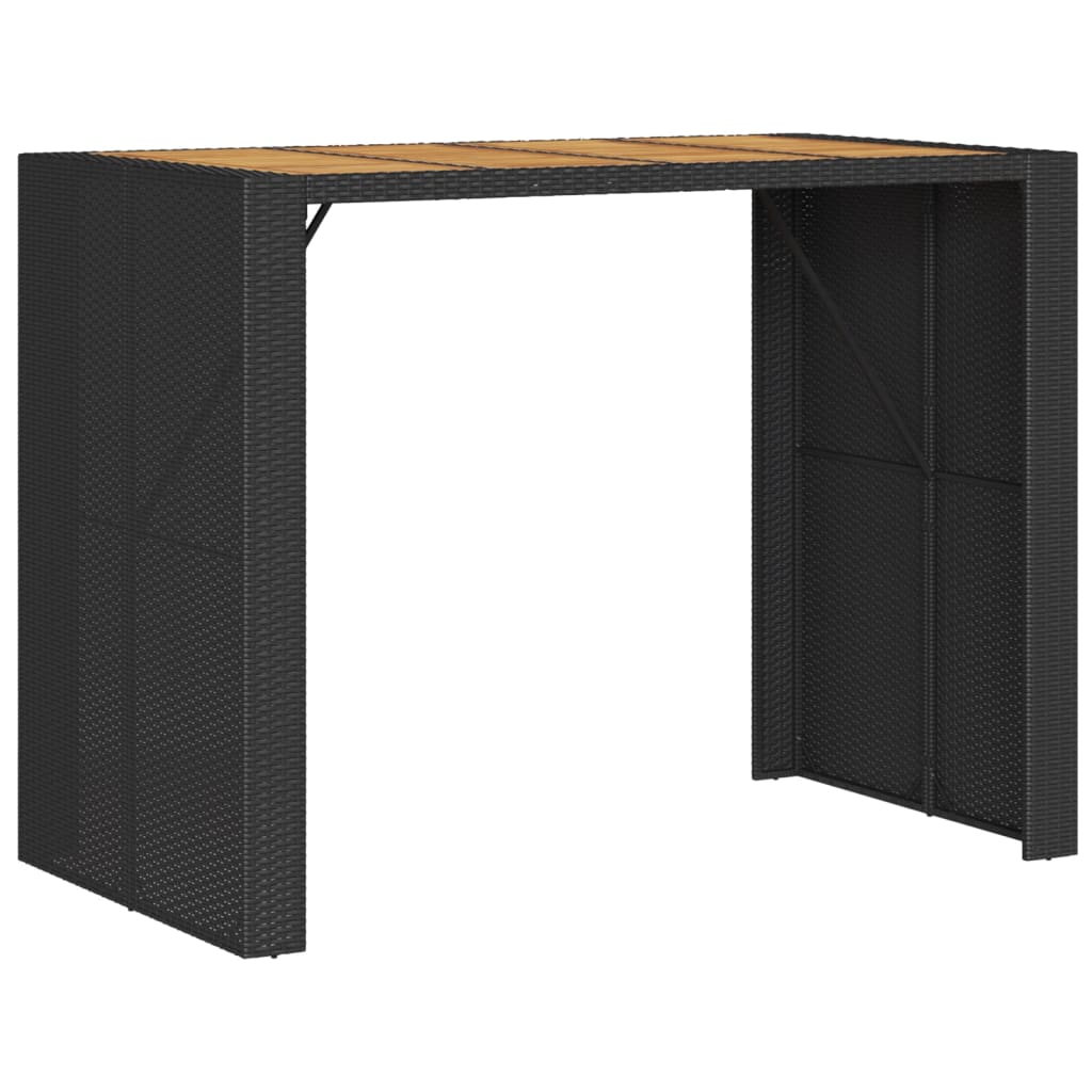 Tuinbartafel acaciahouten blad 145x80x110 cm poly rattan zwart