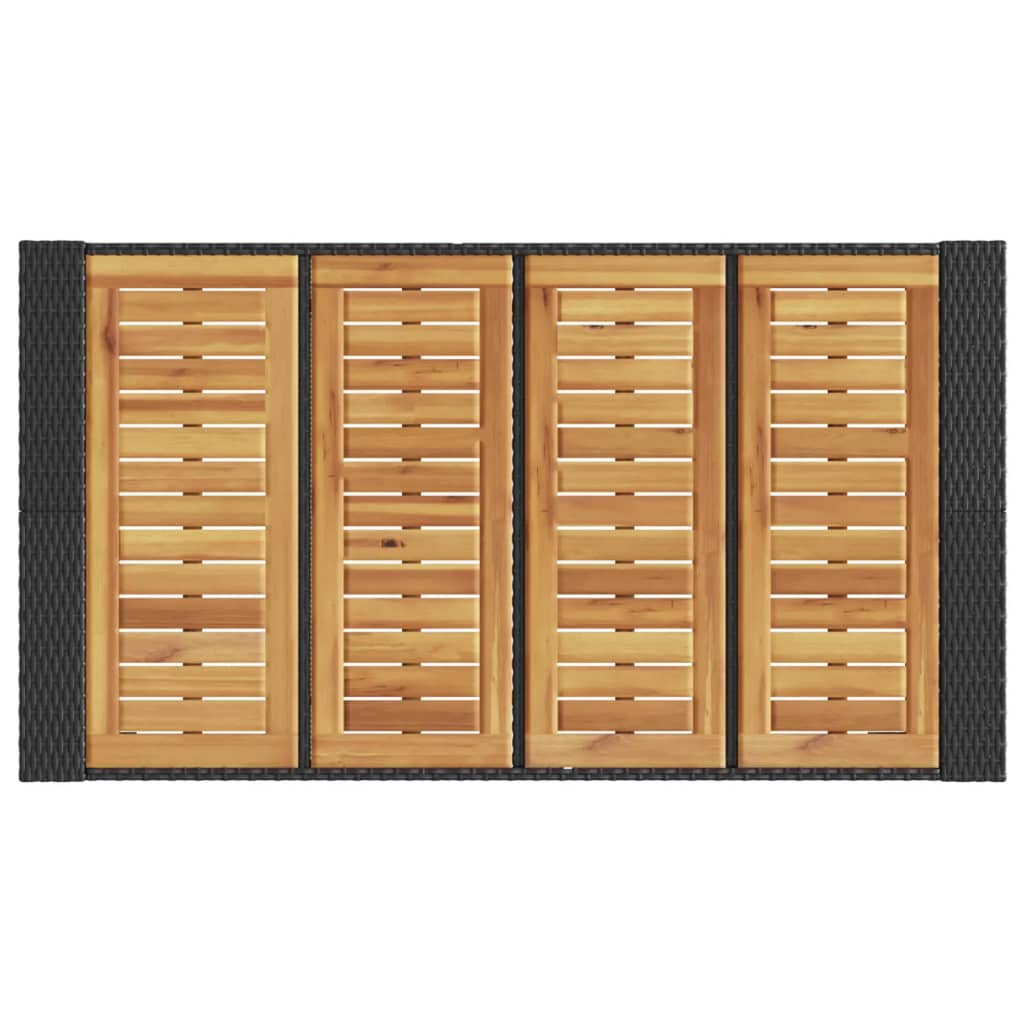 Tuinbartafel acaciahouten blad 145x80x110 cm poly rattan zwart