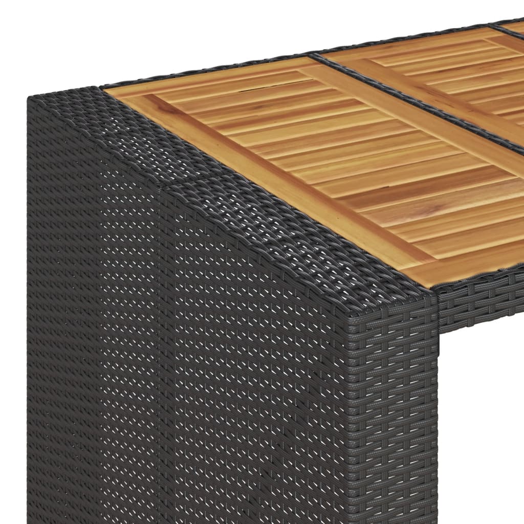 Tuinbartafel acaciahouten blad 145x80x110 cm poly rattan zwart