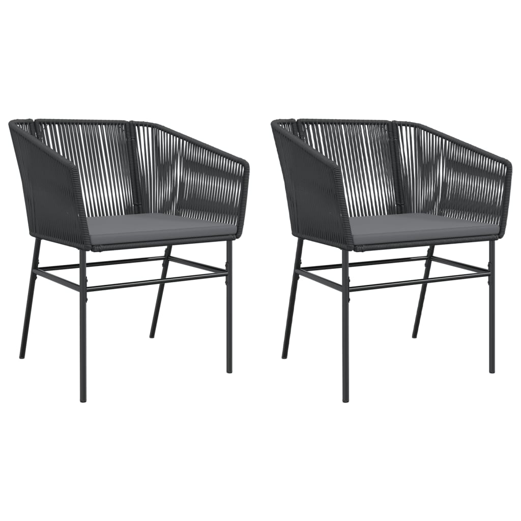 Tuinstoelen 2 st met kussens poly rattan zwart