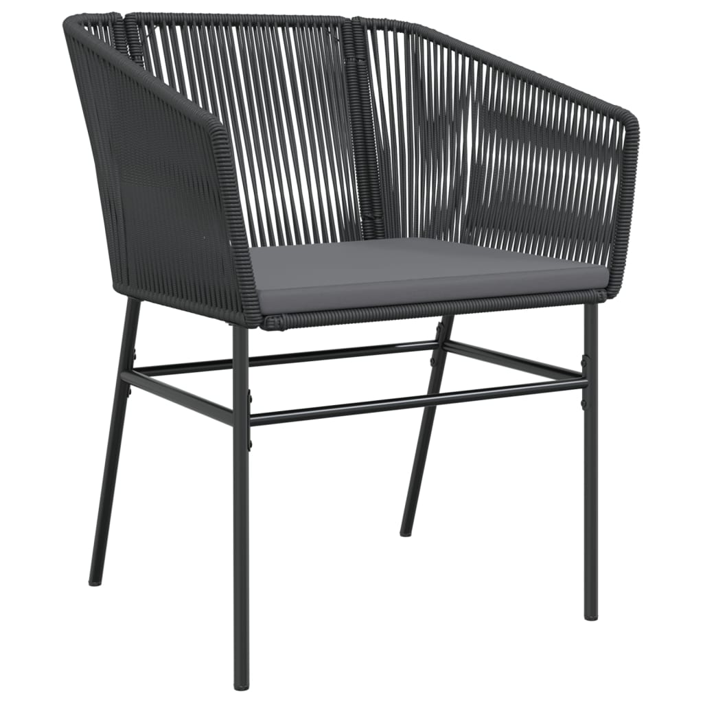 Tuinstoelen 2 st met kussens poly rattan zwart