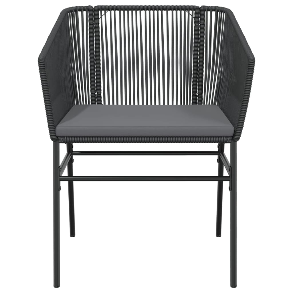 Tuinstoelen 2 st met kussens poly rattan zwart