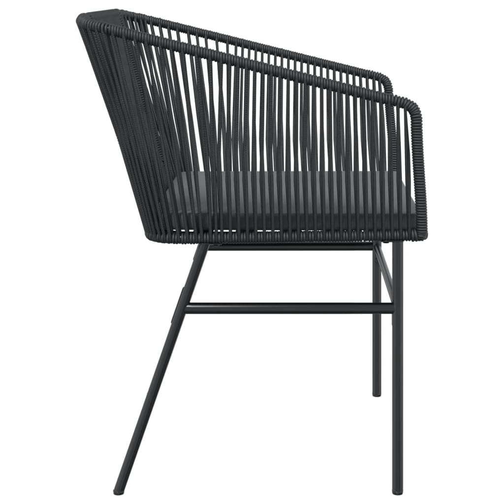 Tuinstoelen 2 st met kussens poly rattan zwart