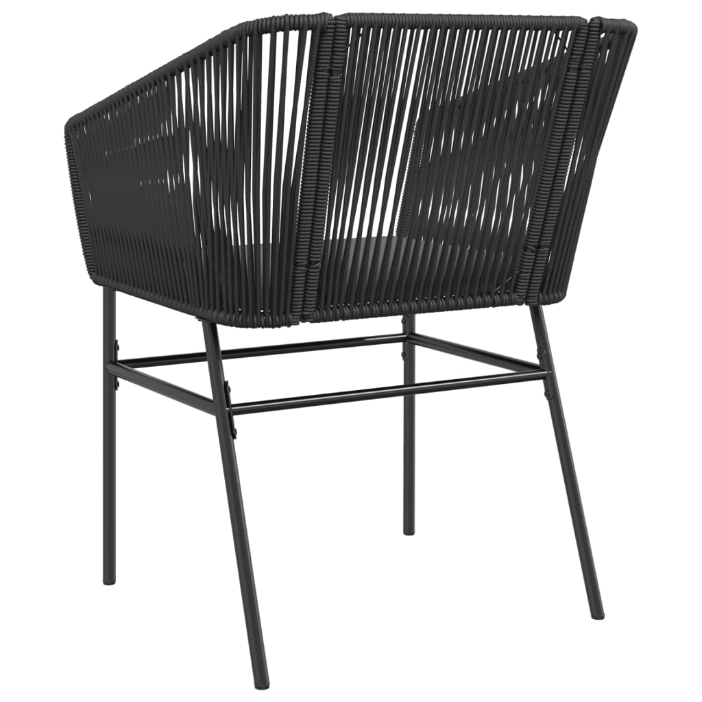Tuinstoelen 2 st met kussens poly rattan zwart