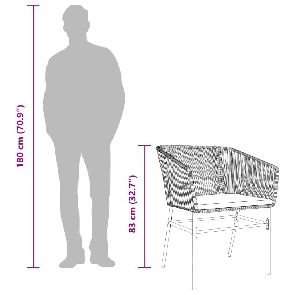 Tuinstoelen 2 st met kussens poly rattan zwart