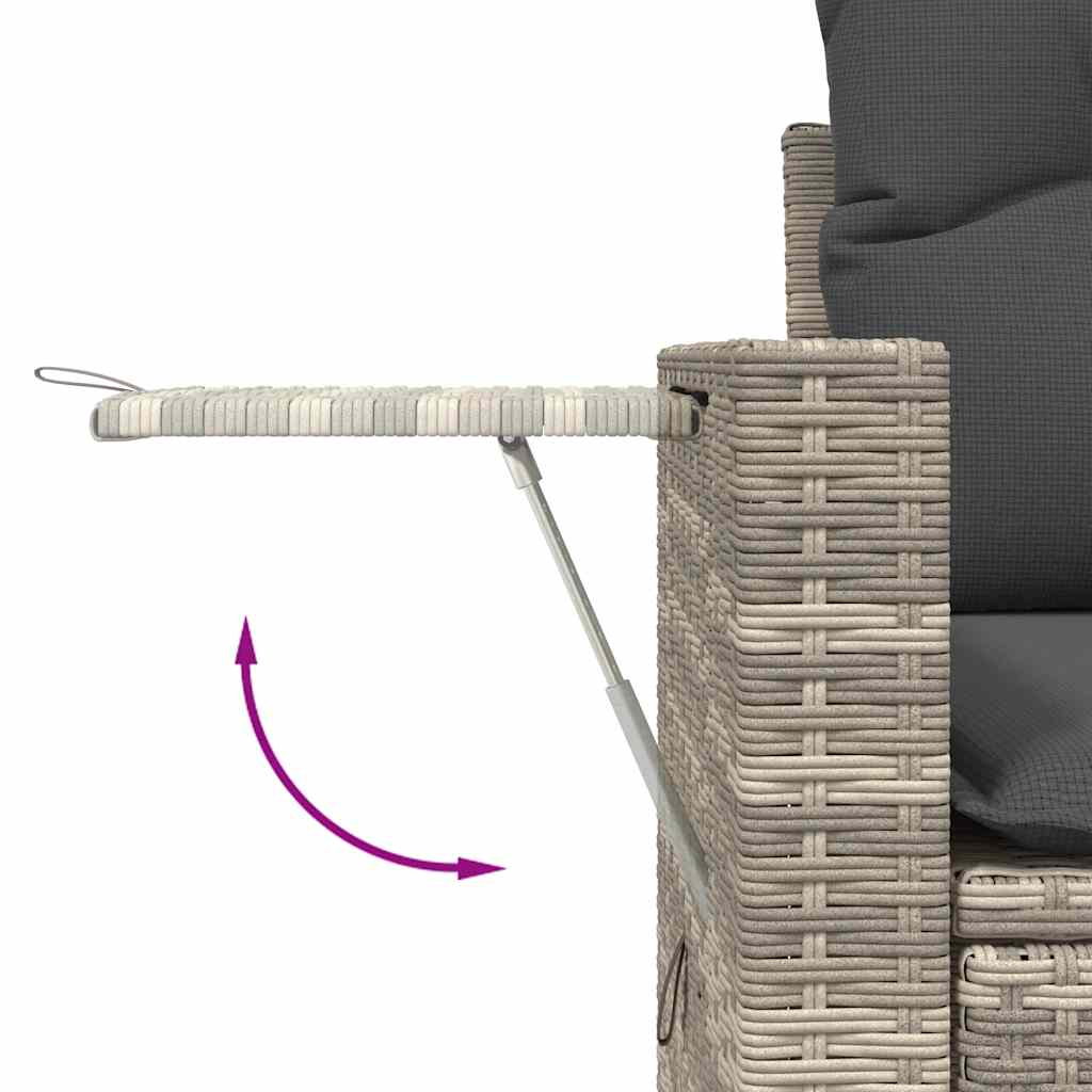 10-delige Loungeset met kussens poly rattan lichtgrijs