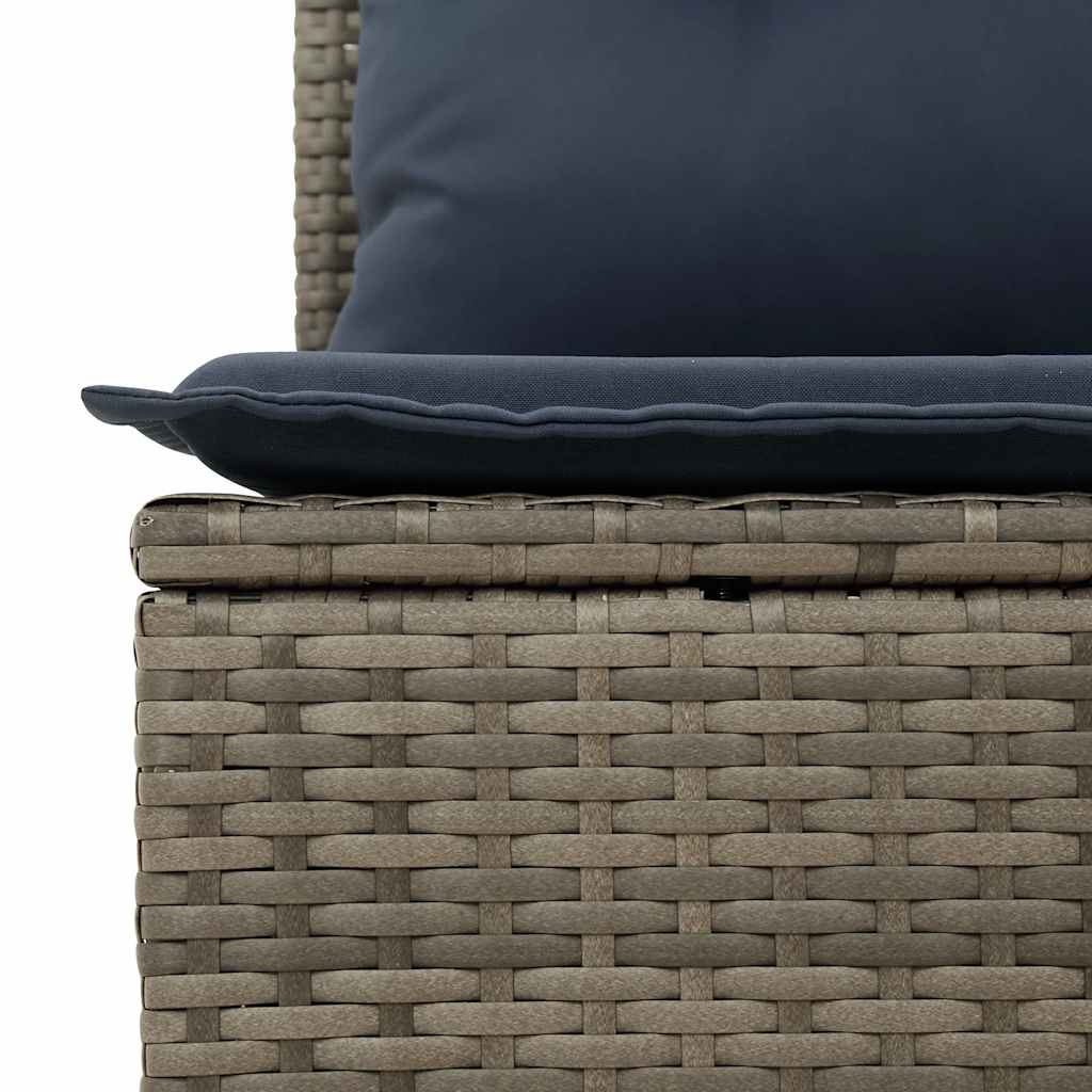 10-delige Loungeset met kussens poly rattan lichtgrijs