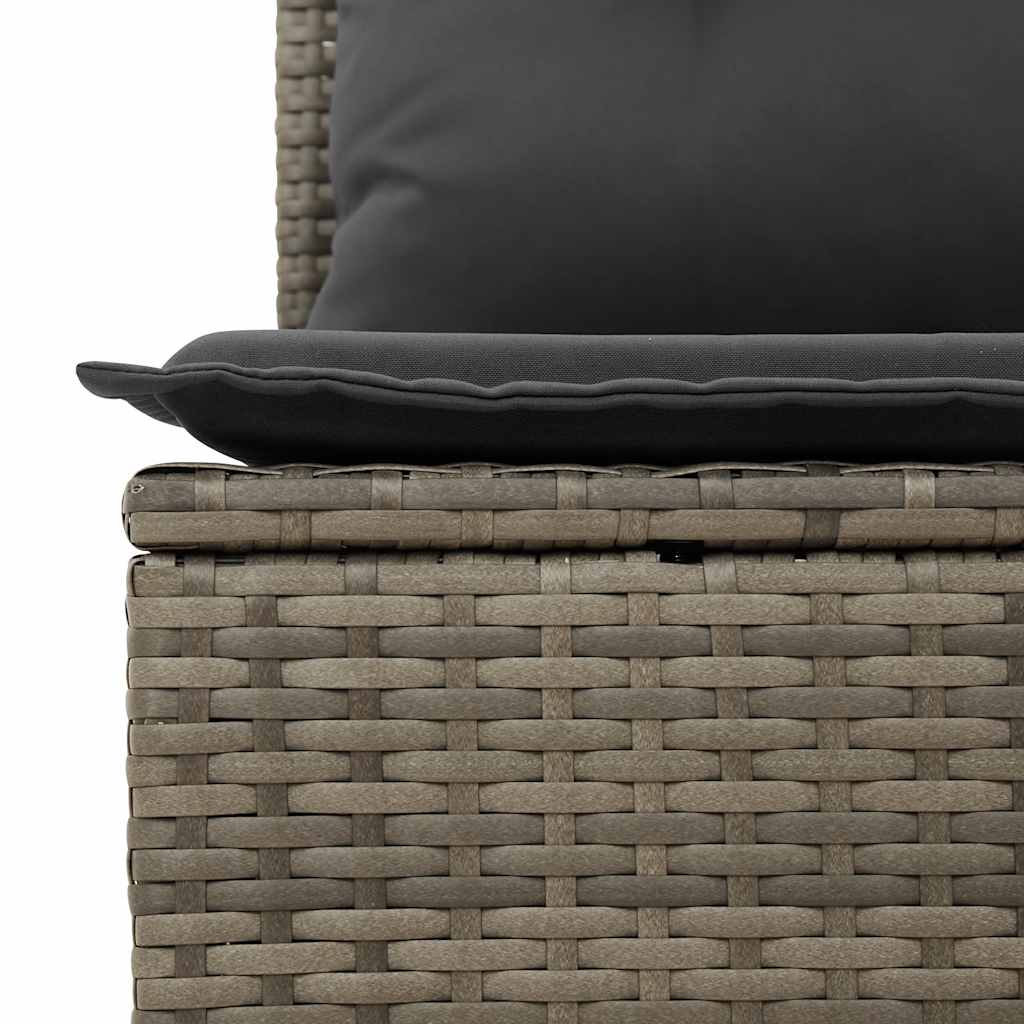 10-delige Loungeset met kussens poly rattan lichtgrijs