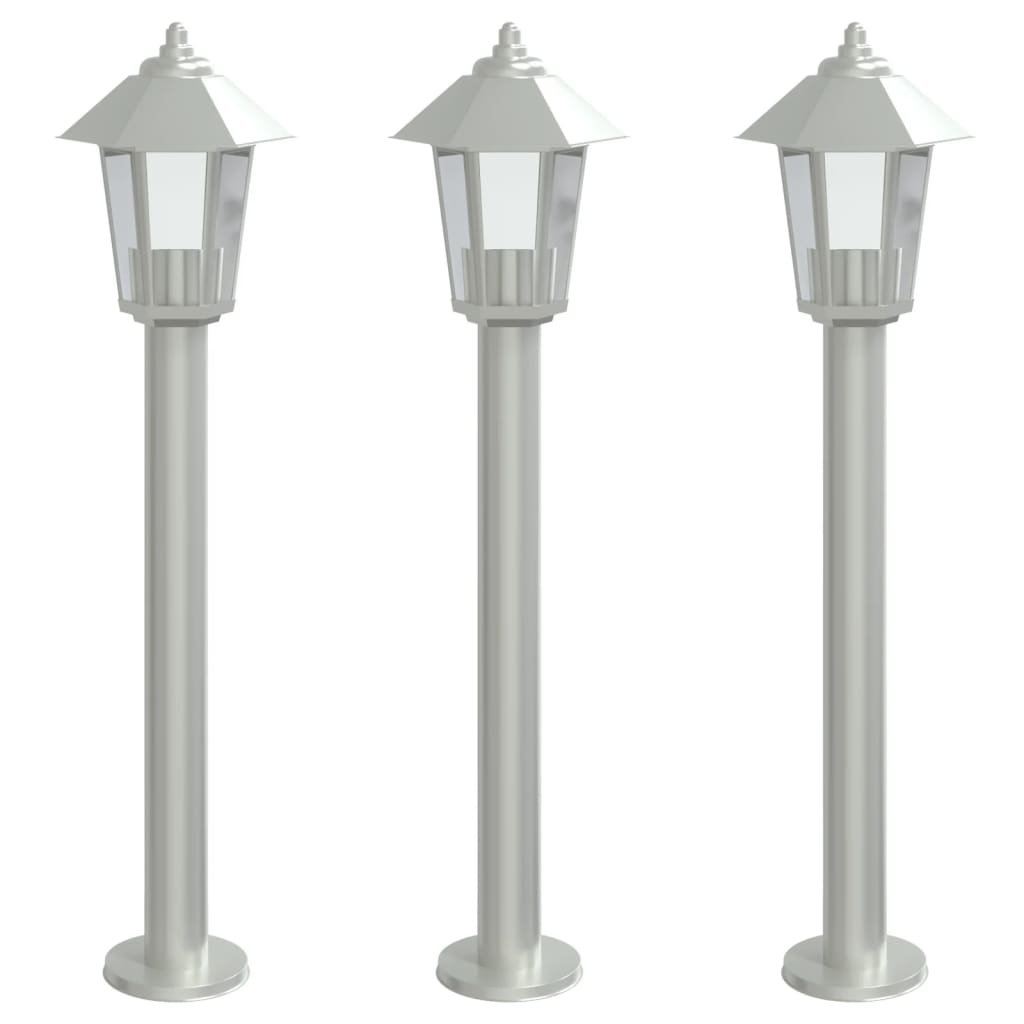 Vloerlamp voor buiten 3 st 80 cm roestvrijstaal zilverkleurig