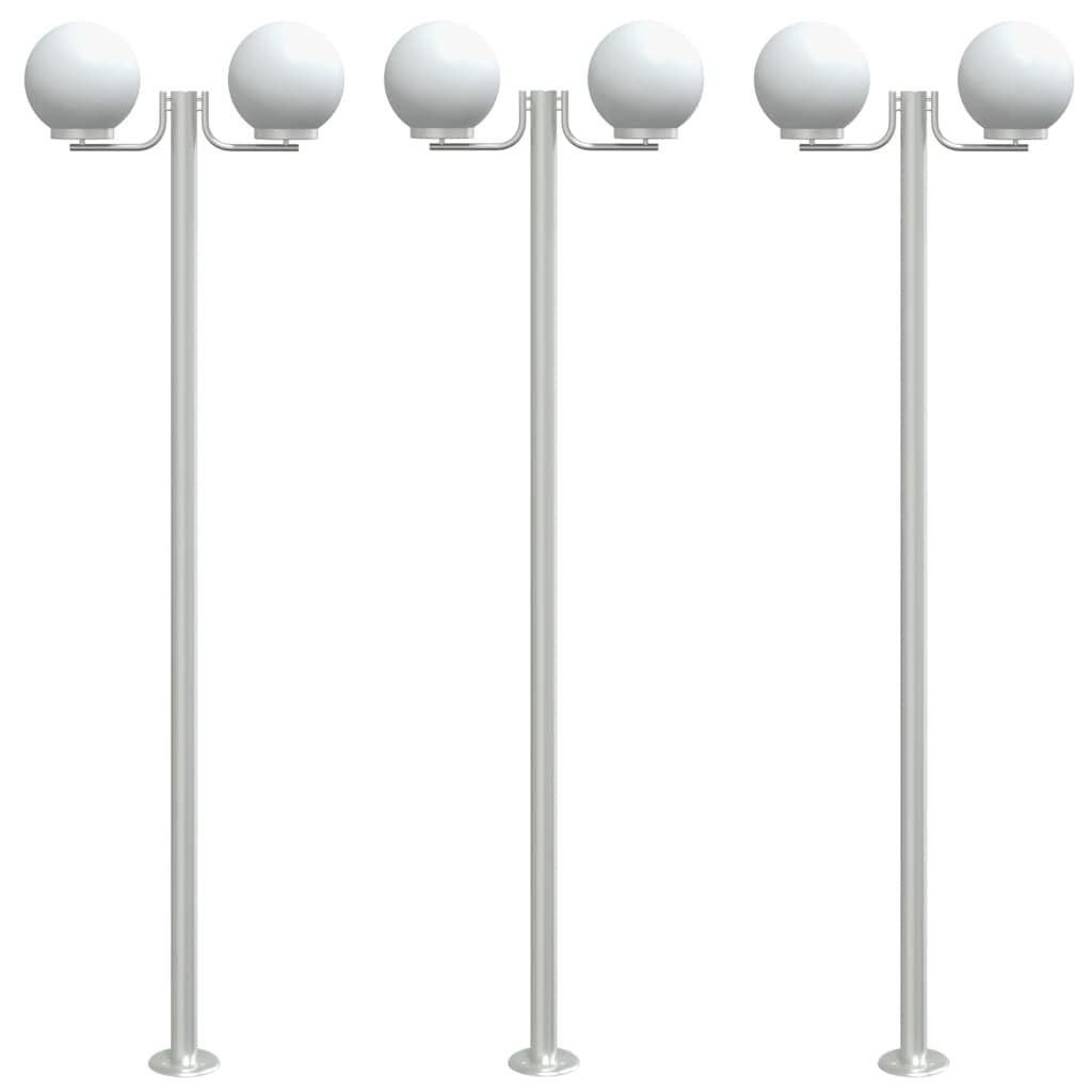 Buitenvloerlampen 3 st 215 cm roestvrij staal zilverkleurig