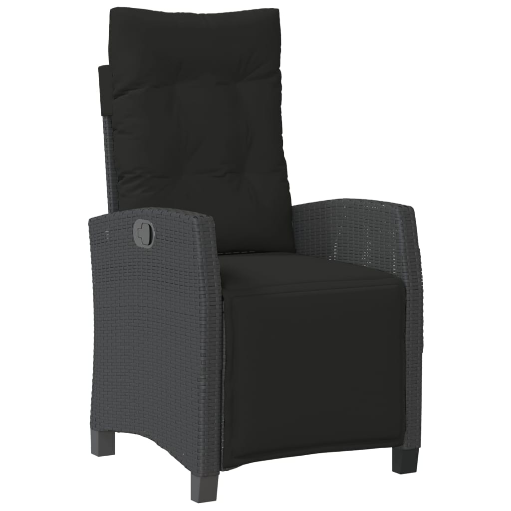 3-delige Tuinset met kussens poly rattan zwart