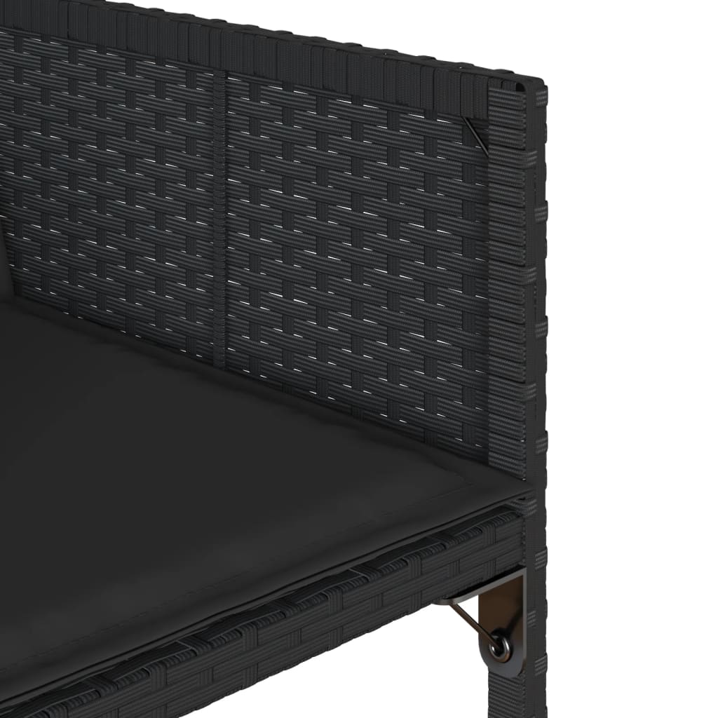 Tuinstoelen 4 st met kussens poly rattan zwart