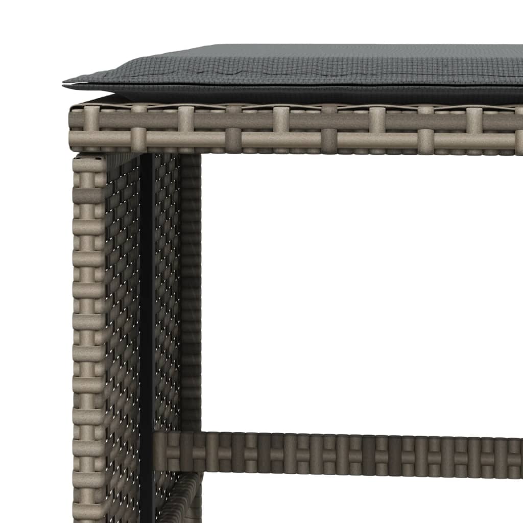 Tuinkrukken 4 st met kussens 40x40x35 cm poly rattan grijs