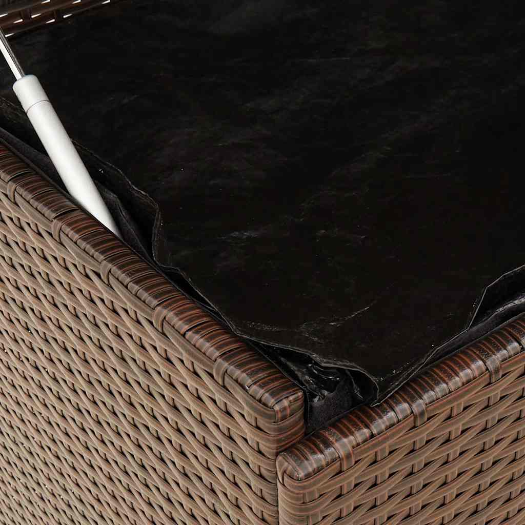Tuinbox met wielen 110x55x73 cm poly rattan bruin