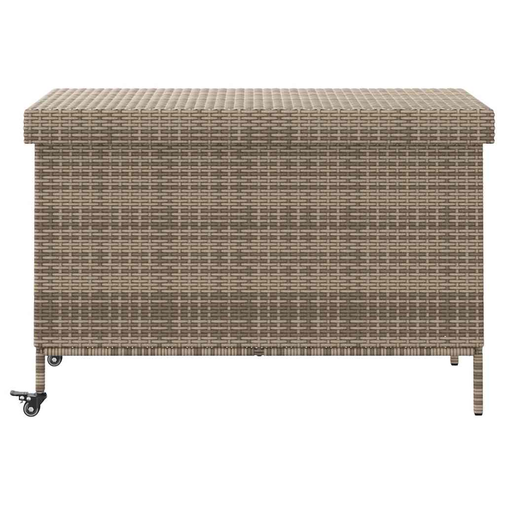 Tuinbox met wielen 110x55x73 cm poly rattan grijs