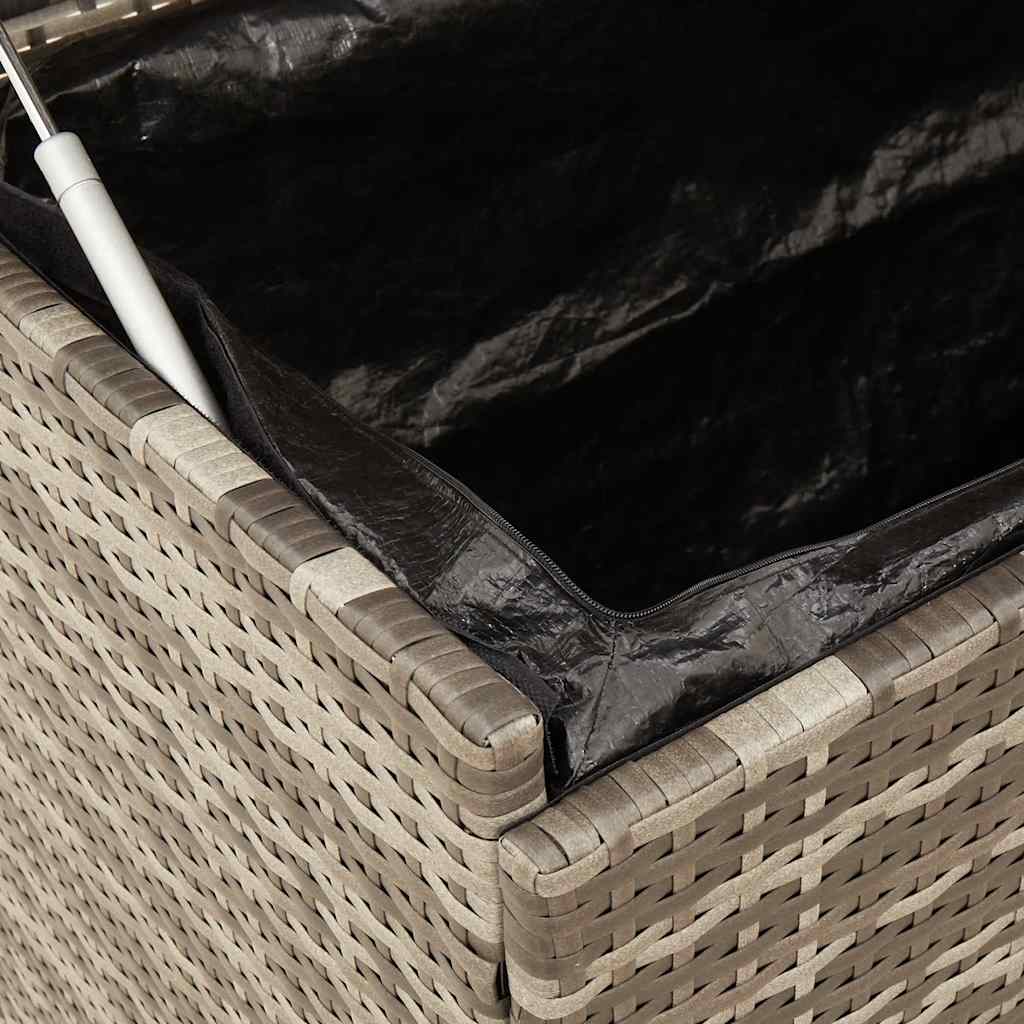 Tuinbox met wielen 110x55x73 cm poly rattan grijs