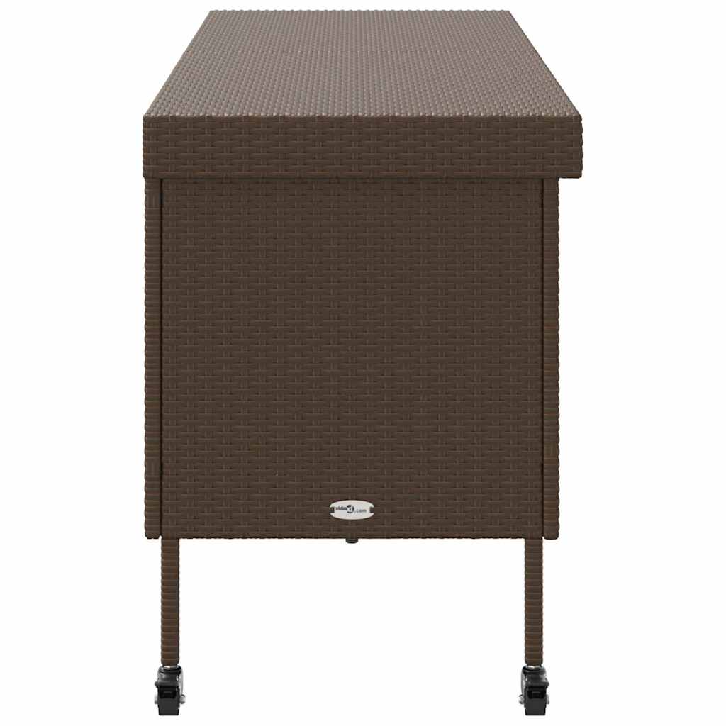 Tuinbox met wielen 160x55x75 cm poly rattan bruin
