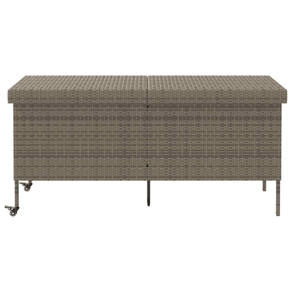 Tuinbox met wielen 160x55x75 cm poly rattan grijs