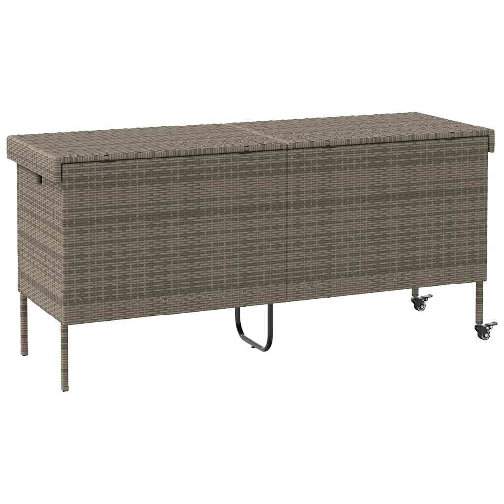 Tuinbox met wielen 160x55x75 cm poly rattan grijs