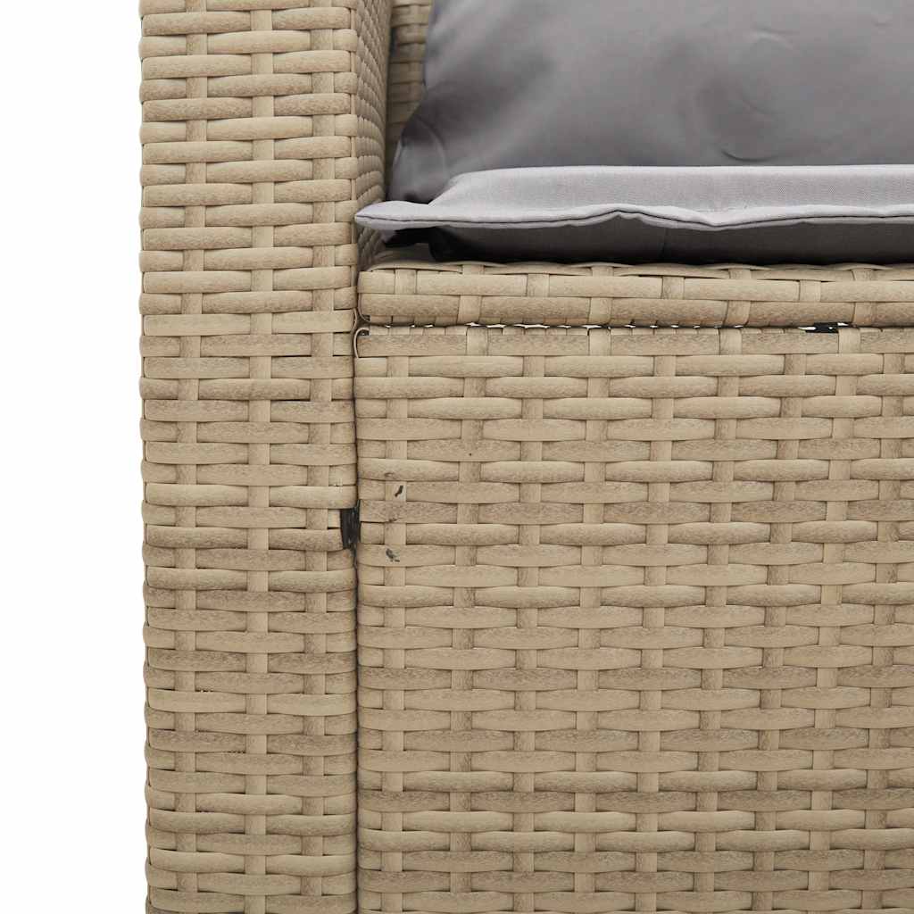 5-delige Tuinbankstel met kussens stapelbaar beige poly rattan