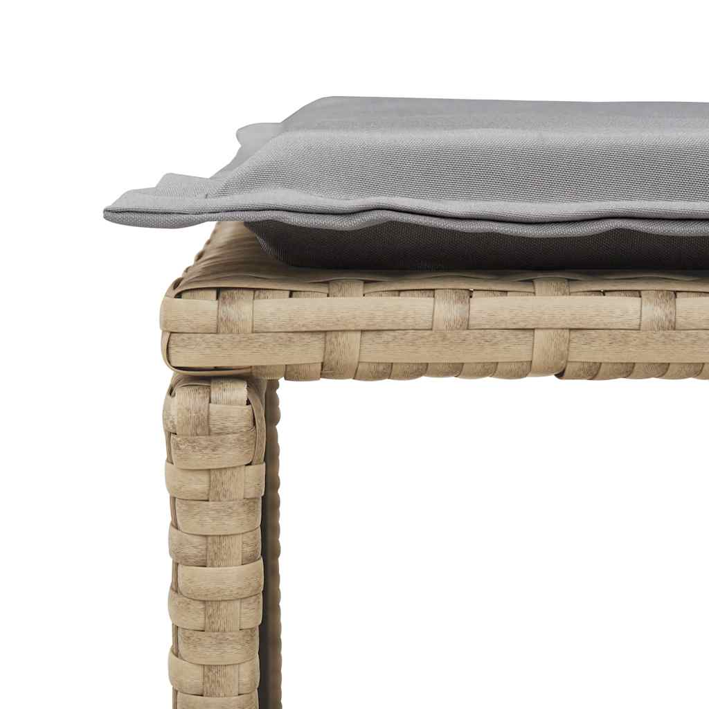 5-delige Tuinbankstel met kussens stapelbaar beige poly rattan