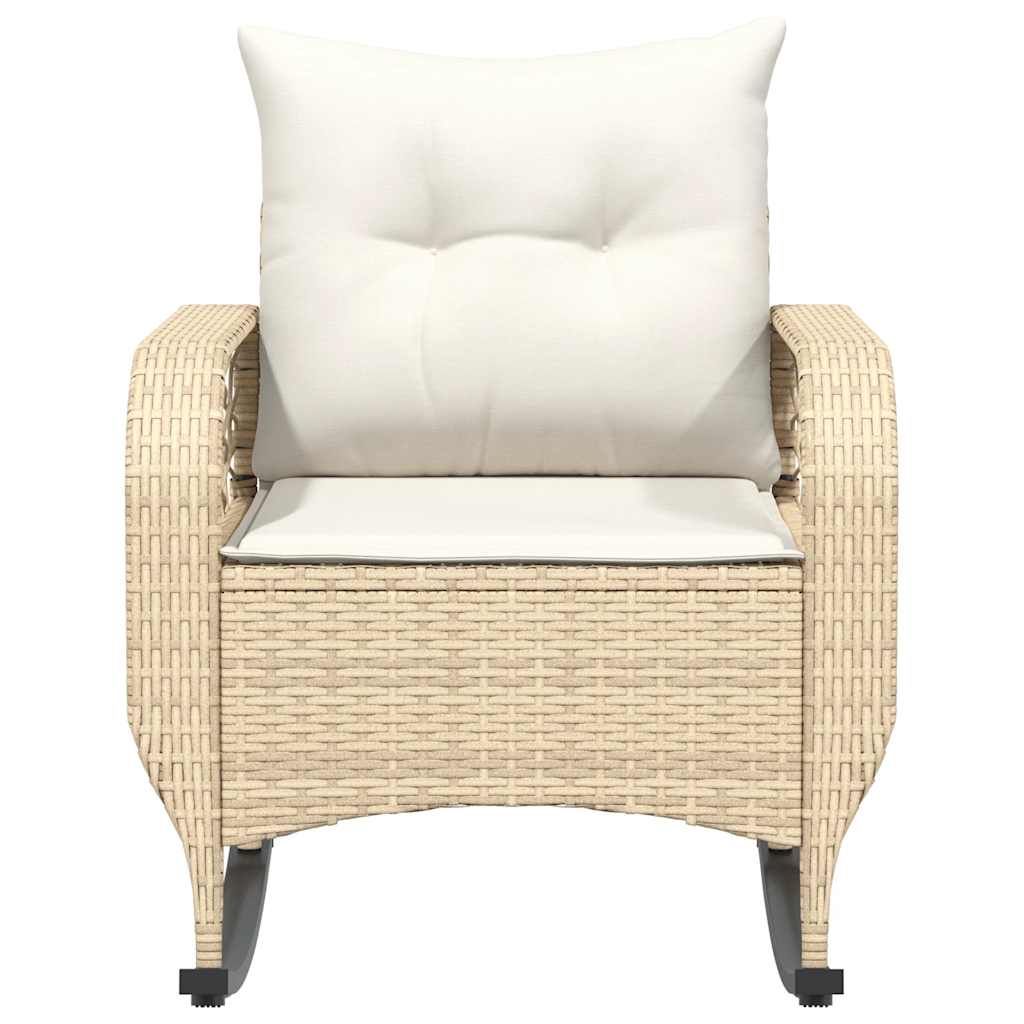 Tuinschommelstoel met kussens poly rattan beige