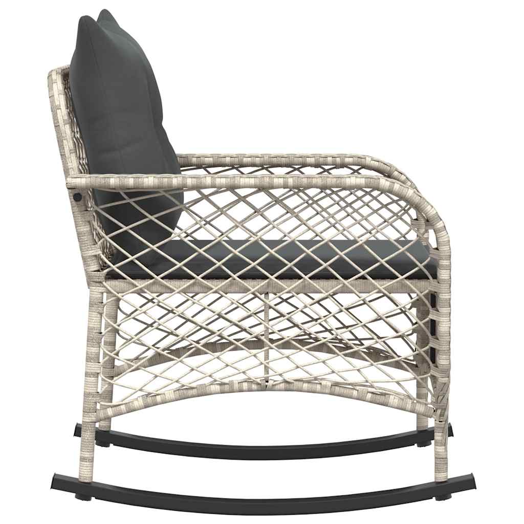 Tuinschommelstoel met kussens poly rattan lichtgrijs