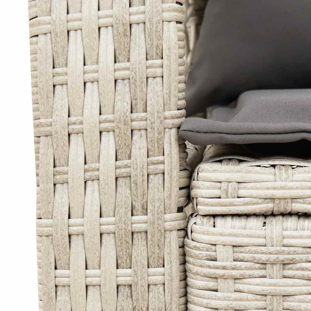 Tuinschommelstoel met kussens poly rattan lichtgrijs