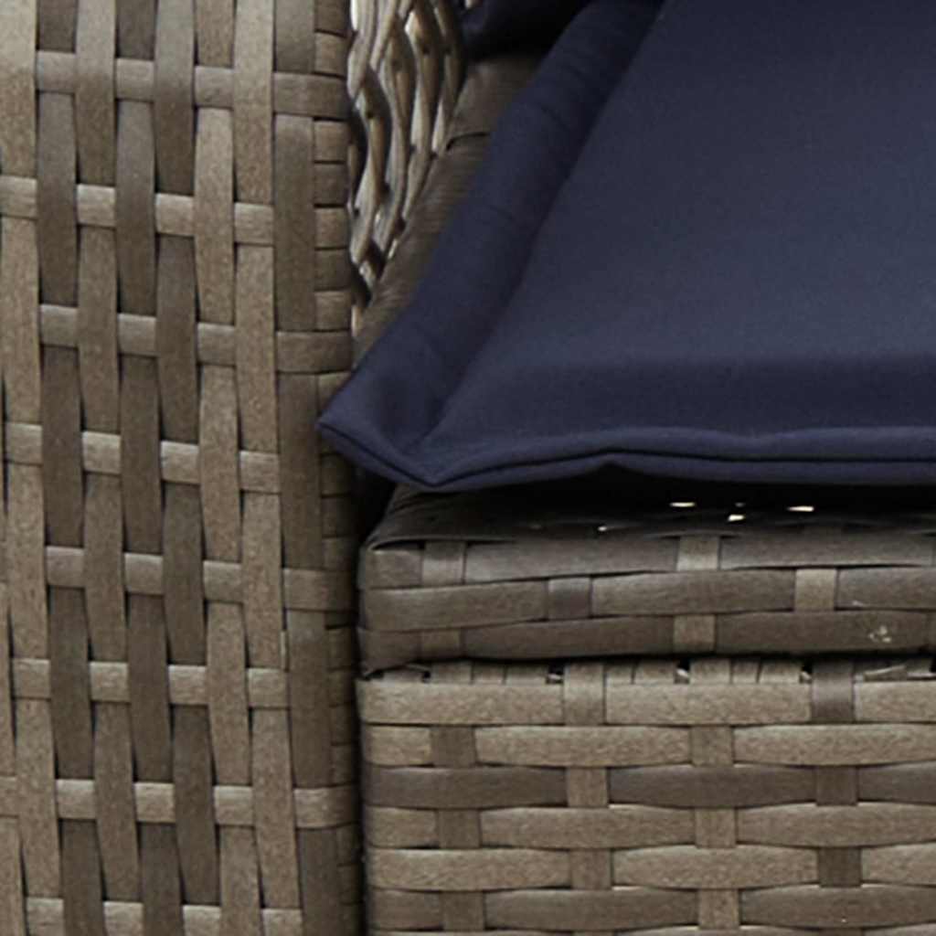 Tuinschommelstoel met kussens poly rattan grijs