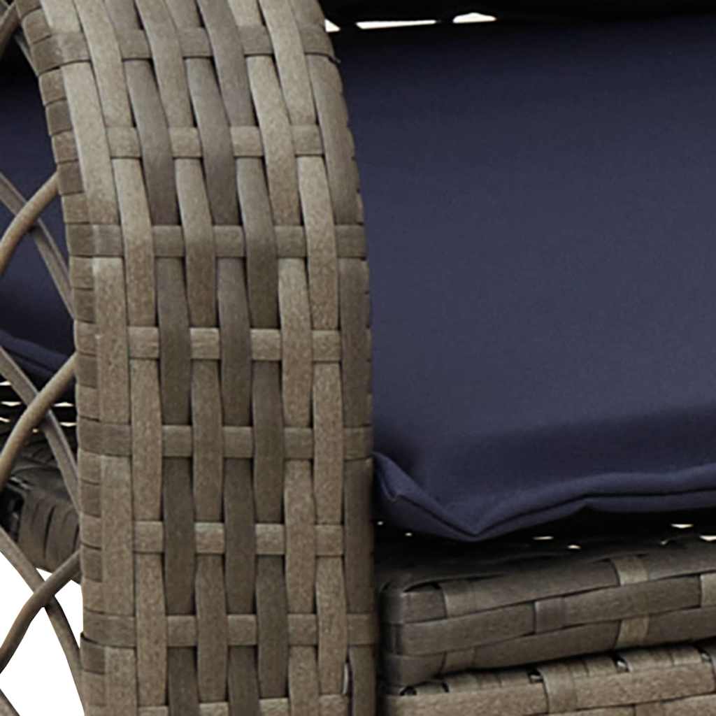 Tuinschommelstoel met kussens poly rattan grijs