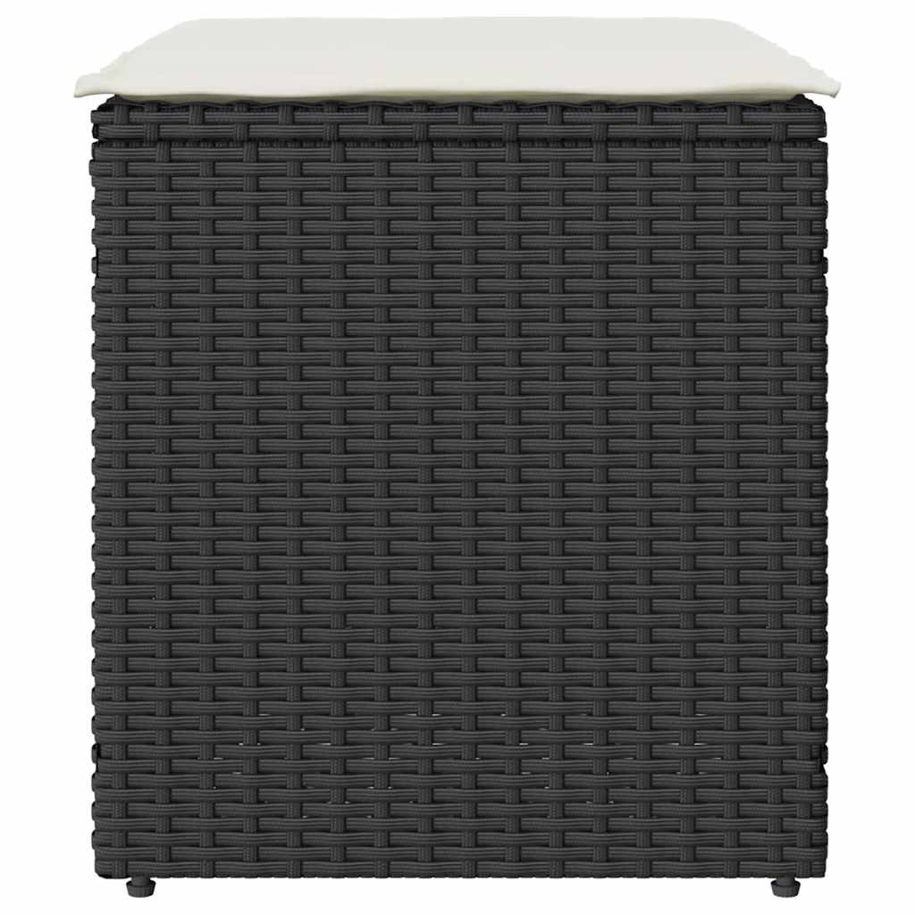 Tuinkrukken met kussens 2 st 40x40x43 cm poly rattan zwart