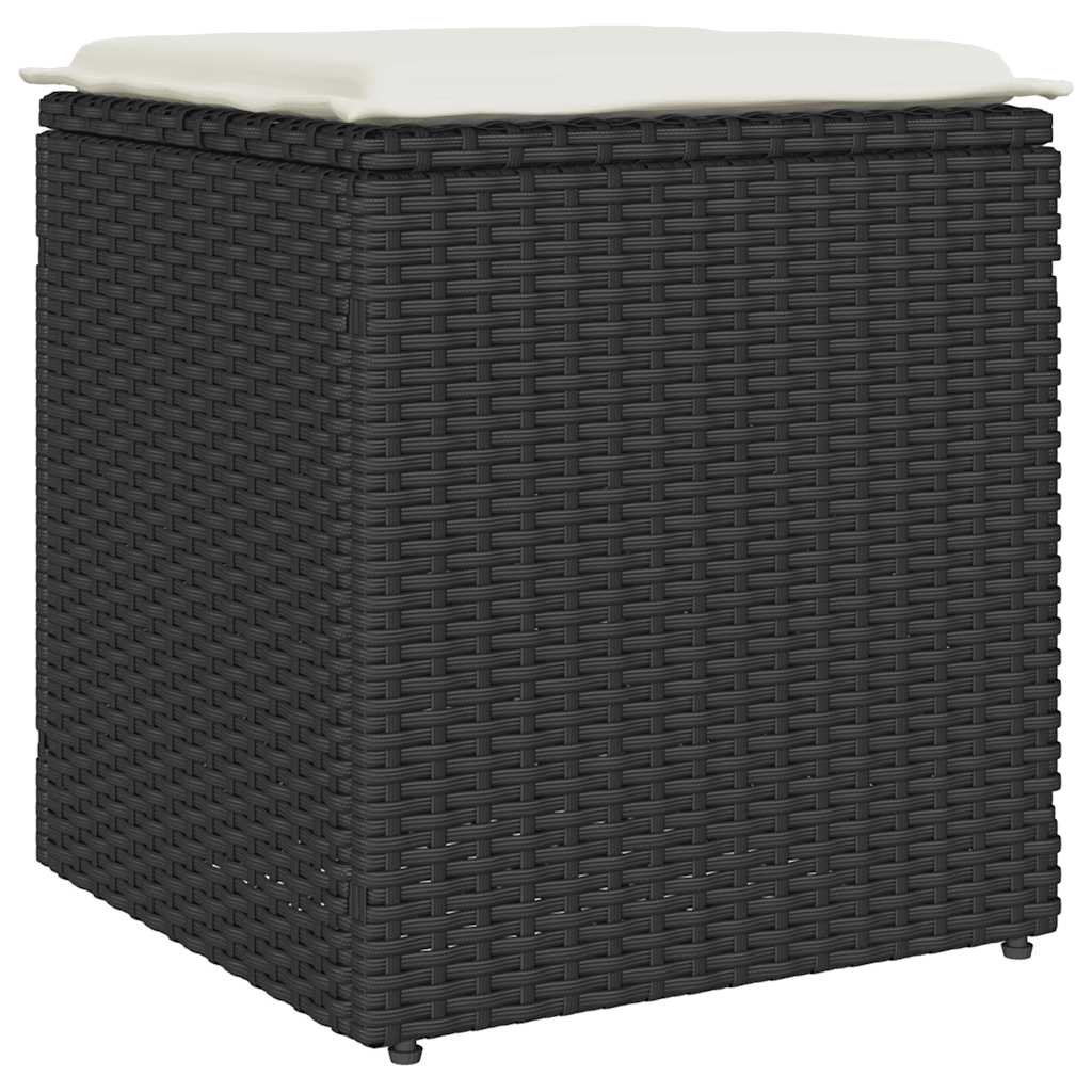 Tuinkrukken met kussens 2 st 40x40x43 cm poly rattan zwart